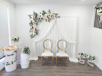 Floral decor & backdrop hire in Australia for weddings, parties & corporate events. Flower walls, stage backdrops & full event styling available.
